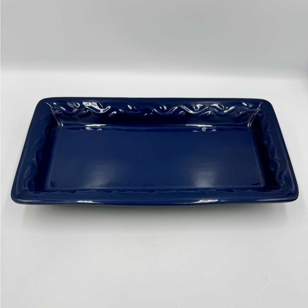The Country Garden Collection Navy Blue Stoneware Rectangular Serving Platter